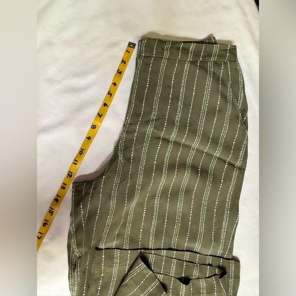 KAARI BLUE Olive green with white stripe wide leg pants size L - Picture 11 of 11